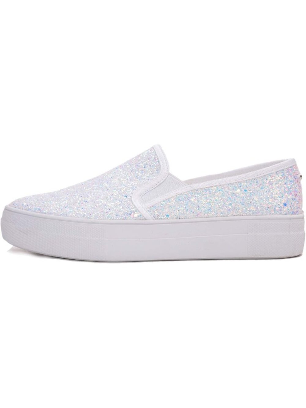 Women's Platform Multi White Glitter Comfortable Fashion Casual Slip On Sneaker